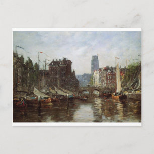 Rotterdam, Le Pont de Bourse, von Eugene Boudin Postkarte