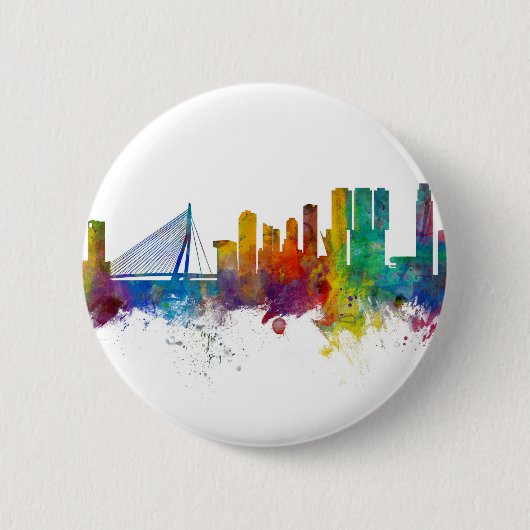 Rotterdam Niederlande Skyline Button (Vorderseite)
