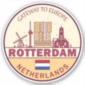 Rotterdam Niederlande Skyline Emblem Aufkleber (Vorderseite)