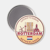 Rotterdam Niederlande Skyline Emblem Magnet (Vorderseite/Rückseite)