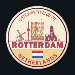 Rotterdam Niederlande Skyline Emblem Magnet<br><div class="desc">Rotterdam minimalistisches,  farbenfrohes Kunstdesign mit Denkmälern und Sehenswürdigkeiten der Stadt in den Niederlanden.</div>