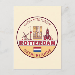 Rotterdam Niederlande Skyline Emblem Postkarte