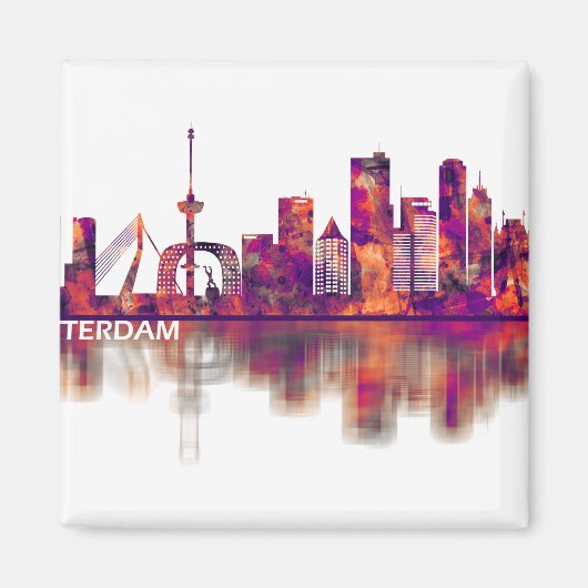 Rotterdam Niederlande Skyline Magnet (Vorne)