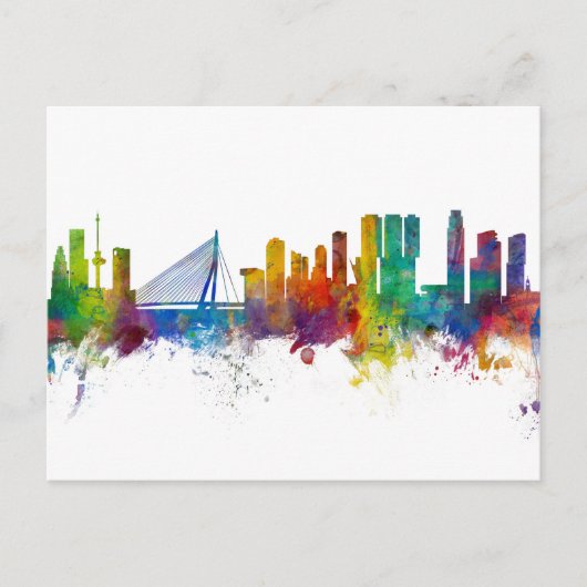 Rotterdam Niederlande Skyline Postkarte (Vorderseite)