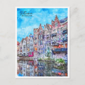 Rotterdam Niederlande Vintage Reise Wasserfarbe Postkarte (Vorderseite)