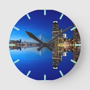 Rotterdam Skyline Cityscape Runde Wanduhr