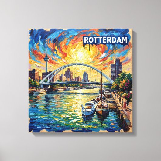 Rotterdam Skyline Hafen Leinwand Kunst (Vorderseite)