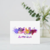 Rotterdam skyline im Watercolor Postkarte (Stehend Vorderseite)