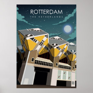 Rotterdam Vintage Minimal niederländisches Reisepl Poster