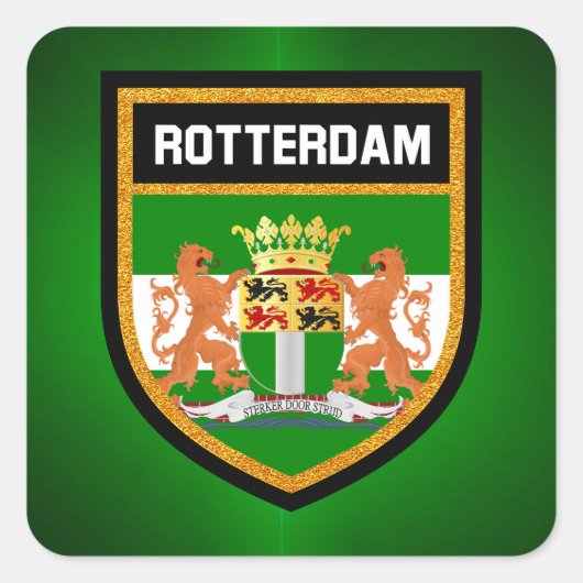Rotterdamer Flagge Quadratischer Aufkleber (Vorderseite)