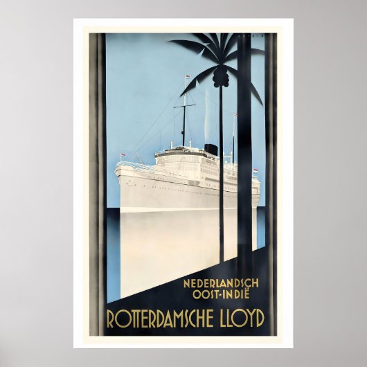 Rotterdamsche Lloyd Ship Vintage Travel Poster (Vorne)