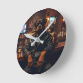 Rottie Bar Runde Wanduhr (Winkel)