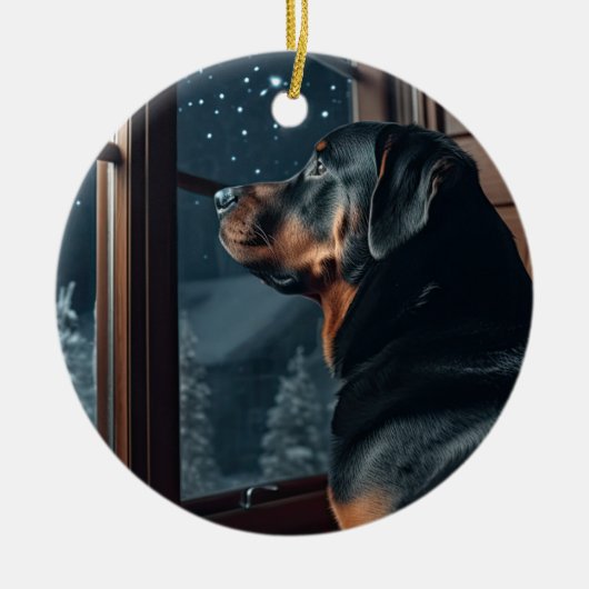 Rottie Christmas Keramik Ornament (Vorne)