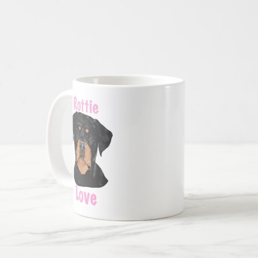 Rottie-Liebe Kaffeetasse (Vorderseite Links)