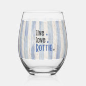 Rottie Mama Live Liebe Pawprint Weinglas Ohne Stiel (Vorderseite)