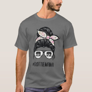 Rottie Mama Messy Bun Haare Brille, Rottweiler Mes T-Shirt