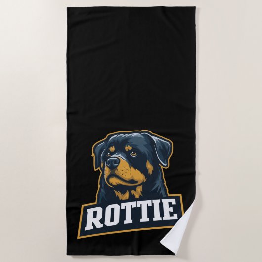 Rottie – Starkes Rottweiler Portrait Strandtuch (Vorderseite)