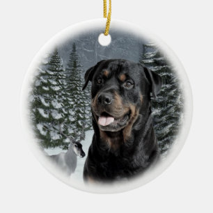 Rottie Weihnachtsverzierung Keramikornament