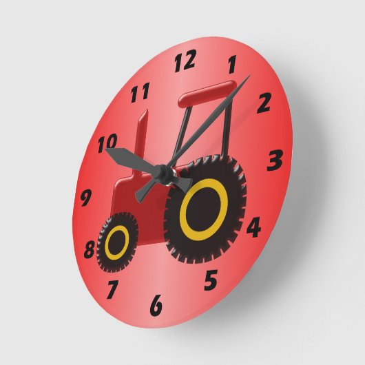 Rottraktor Runde Wanduhr (Winkel)