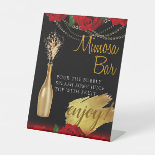 Rottürkische Rose Bridal Brunch Mimosa Bar Pedesta Sockelschild