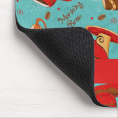 Rottürkisfarbene Kaffeekuppel-Muster Monogramm Mousepad (Ecke)