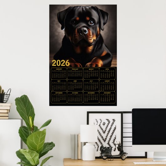 Rottweiler 2026 Kalender Poster (Heimbüro)