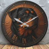 Rottweiler 3D wooden dog rustic pet sculpture Große Wanduhr