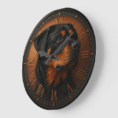 Rottweiler 3D wooden dog rustic pet sculpture Große Wanduhr (Winkel)