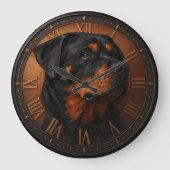 Rottweiler 3D wooden dog rustic pet sculpture Große Wanduhr (Vorderseite)