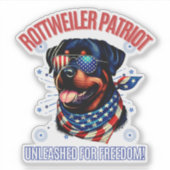 Rottweiler 4. Juli American Flag Brille Aufkleber (Vorderseite)