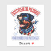 Rottweiler 4. Juli American Flag Brille Aufkleber (Blatt)