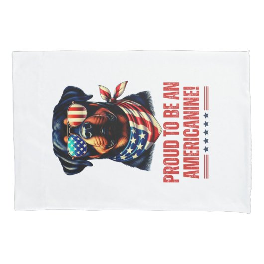 Rottweiler 4. Juli American Flag Brille Kissenbezug (Vorderseite)