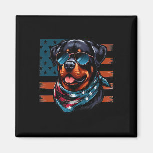 Rottweiler 4. Juli American Flag Gles Bleibe Coo Magnet