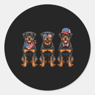 Rottweiler 4. Juli Amerikanische Flagge Rottie Hun Runder Aufkleber