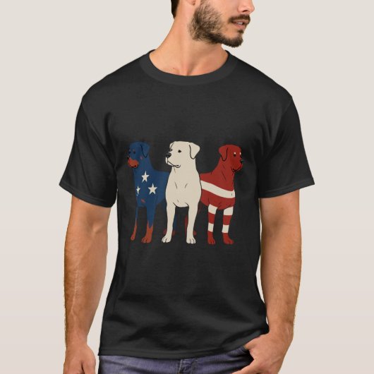 Rottweiler 4. Juli Hund Lover Men USA Flag T-Shirt (Vorderseite)