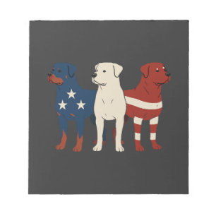 Rottweiler 4. Juli Hunde Liebhaber Männer USA-Flag Notizblock