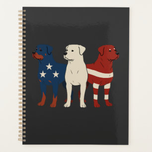 Rottweiler 4. Juli Hunde Liebhaber Männer USA-Flag Planer