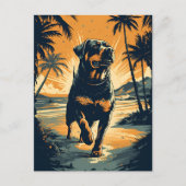 Rottweiler am Strand Postkarte (Vorderseite)