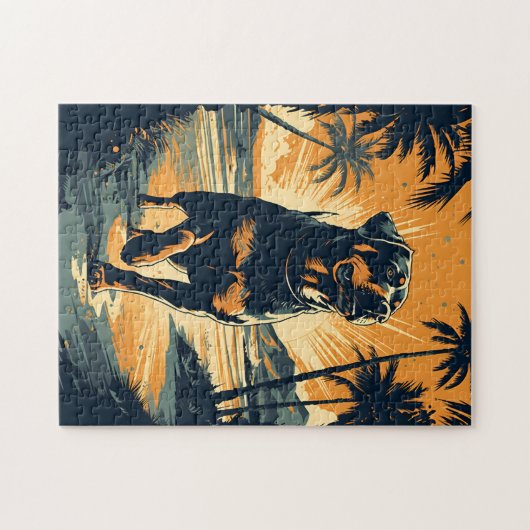 Rottweiler am Strand Puzzle (Horizontal)