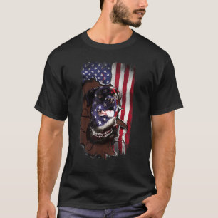 Rottweiler American Flag Hund 4. Juli T-Shirt