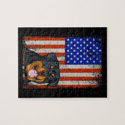 Rottweiler American Flag Rottweiler Puzzle (Horizontal)