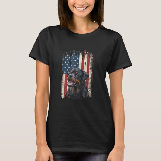 rottweiler american flag  usa patriotic dog lover T-Shirt (Vorderseite)