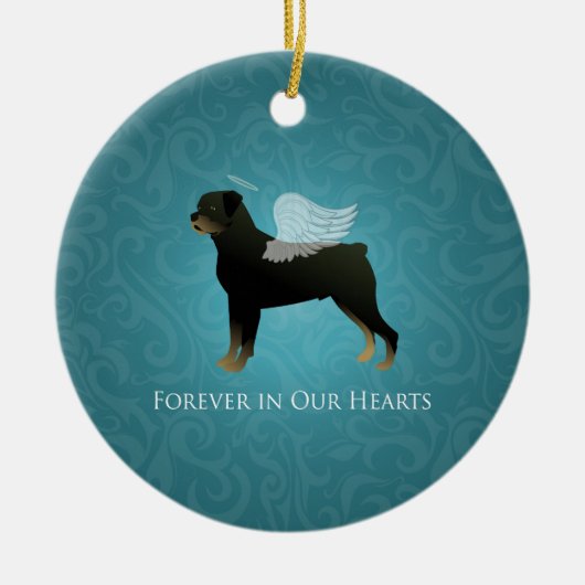 Rottweiler Angel - Entwurf eines Pet-Memorial Keramik Ornament (Vorne)