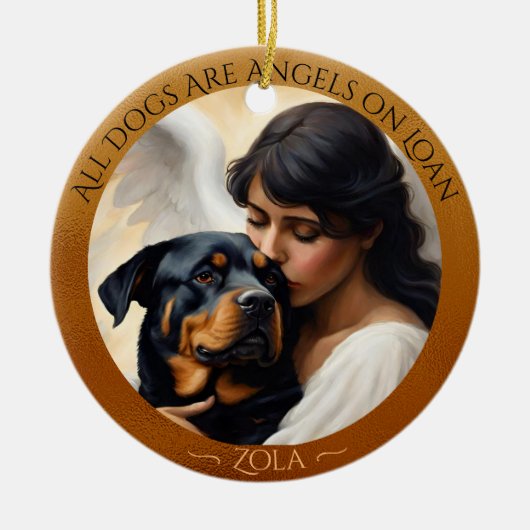 Rottweiler Angel Personalisiert Memorial Keramik Keramik Ornament (Vorne)