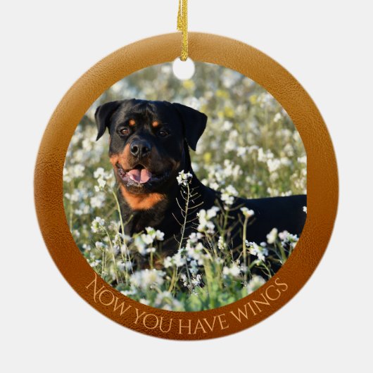 Rottweiler Angel Personalisiert Memorial Keramik Keramik Ornament (Hinten)