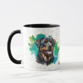 Rottweiler Aquamarin Abstrakt Gold Confetti Tasse (Links)