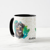 Rottweiler Aquamarin Abstrakt Gold Confetti Tasse (Vorderseite Links)