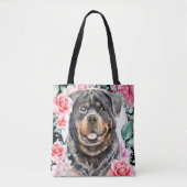 Rottweiler Aquarellhund Rose Tasche (Vorderseite)
