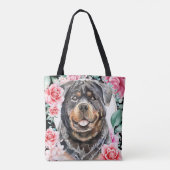 Rottweiler Aquarellhund Rose Tasche (Rückseite)