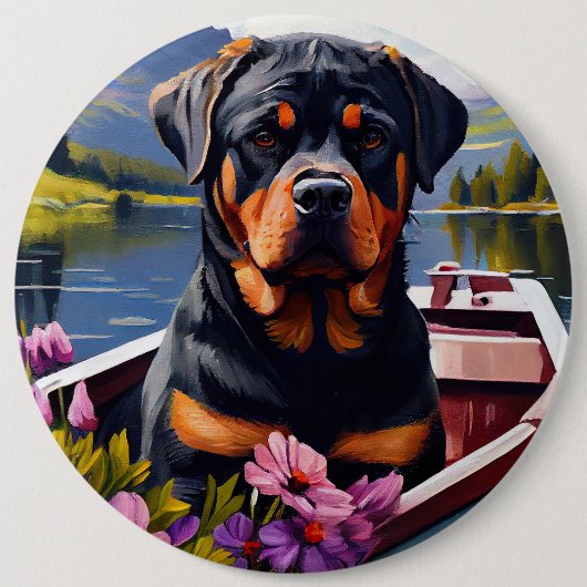 Rottweiler auf dem Paddle: Ein Landschaftliches Ab Button (Vorderseite)